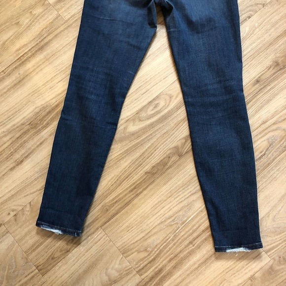 J Crew Toothpick Jeans Women's Size 28 Dark Wash Distressed Tore Patch - Picture 8 of 8